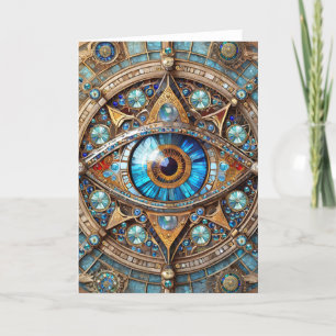 Carte De Remerciements Troisième oeil - Turquoise Blue Gold Mandala