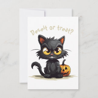 Carte De Remerciements Tromper ou Traiter ? Halloween malin noir drôle de