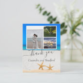 Carte De Remerciements Tropical Beach Starfish en Mariage de sable (Debout devant)