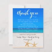 Carte De Remerciements Tropical Beach Starfish en Mariage de sable (Dos)