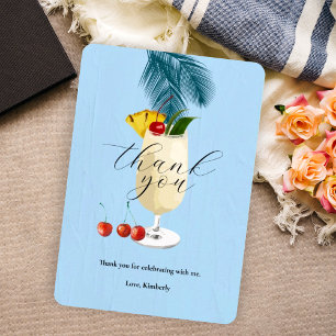 Carte De Remerciements Tropical Blue Pina Colada Cocktail Party