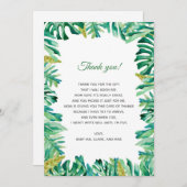 Carte de remerciements tropical botanique de baby (Devant / Derrière)