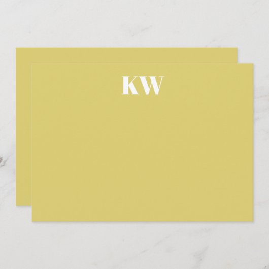 Carte De Remerciements Tropical Chartreuse Monogram Initials Personalized (Devant / Derrière)