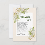 Carte De Remerciements Tropical Delicate Pampas Grass Boho Chic Mariage (Devant)