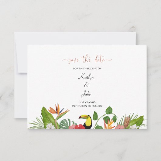 Carte De Remerciements Tropical Floral Save the Date Card (Devant)