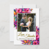 Carte De Remerciements Tropical Garden Love & Thanks Mariage Photo & Note (Devant)