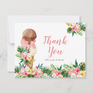 Carte De Remerciements Tropical Glace Floral Mariage Shower
