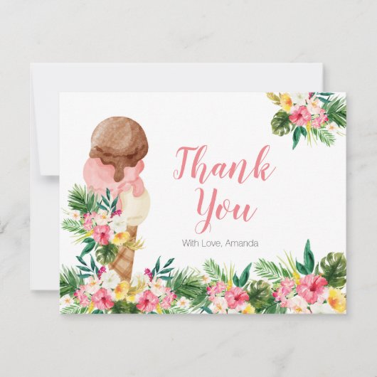 Carte De Remerciements Tropical Glace Florale Mariage Shower (Devant)