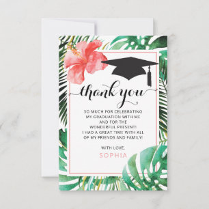 Carte de remerciements Tropical Graduation avec Ph