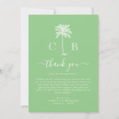 Carte De Remerciements Tropical Green Palm Initials Photo Wedding  (Devant)