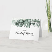 Carte De Remerciements Tropical Greenery Blanc Fleurs Mariage (Devant)