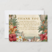 Carte De Remerciements Tropical Hibiscus Seashell Wedding (Devant)