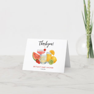 Carte De Remerciements Tropical Mocktail Baby shower d'été moderne