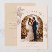 Carte De Remerciements Tropical Palm Trees Beach Destination Wedding (Devant / Derrière)