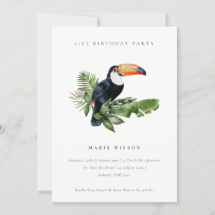 Invitation pour un anniversaire tropical, jungle avec son toucan et se –  Omade