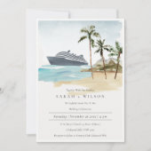 Carte De Remerciements Tropical Seascape Beach Cruise Palm Wedding Invite (Devant)