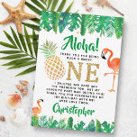 Carte De Remerciements Tropical Summer Beach Luau Boys 1er Anniversaire<br><div class="desc">Dites merci avec style avec ces cartes de remerciement de 1er anniversaire branchées. Le libellé modèle est facile à personnaliser et votre famille et vos amis seront ravis quand ils recevront ces fabuleux remerciements.</div>