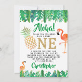 Carte De Remerciements Tropical Summer Beach Luau Boys 1er Anniversaire (Devant)