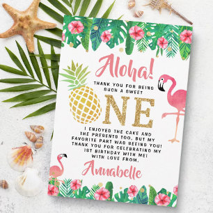 Carte De Remerciements Tropical Summer Beach Luau Girls 1er anniversaire