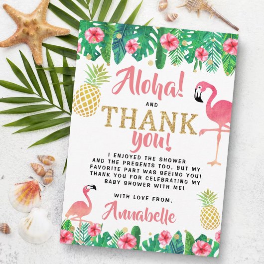 Carte De Remerciements Tropical Summer Beach Luau Girls Baby shower