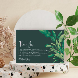 Carte De Remerciements Tropical verdure écriture verte plante douche de m