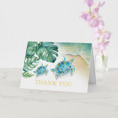 Carte de remerciements tropicale Aquarelle Tortue  (Orchidée)