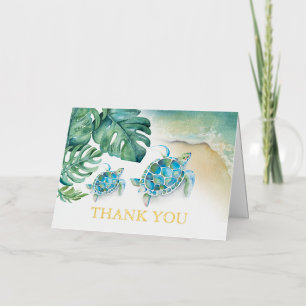 Carte de remerciements tropicale Aquarelle Tortue 
