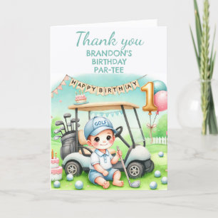 Carte De Remerciements Trou en un 1er anniversaire Boy Golf Par tee