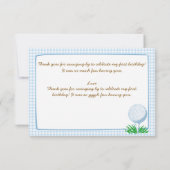 Carte De Remerciements Trou en un bleu en vichy golf 1er anniversaire (Dos)