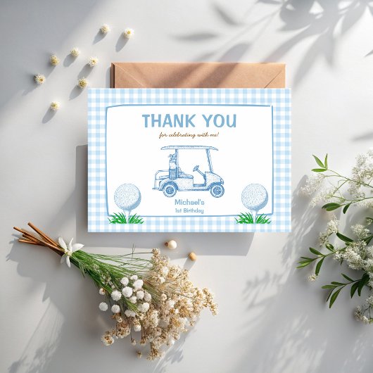 Carte De Remerciements Trou en un bleu en vichy golf 1er anniversaire