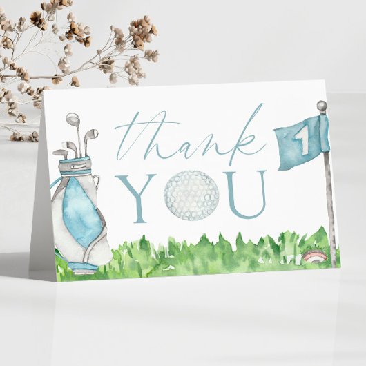 Carte De Remerciements Trou en un bleu Golf 1ère fête d'anniversaire