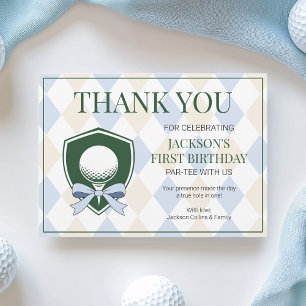 Carte De Remerciements Trou en Un Bleu Golf Garçons Moderne 1er Anniversa