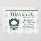 Carte De Remerciements Trou En Un Blue Golf Boys Moderne 1er Anniversaire (Devant)