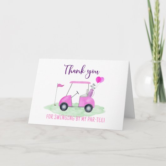 Carte De Remerciements Trou en un rose Golf premier anniversaire (Devant)