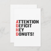 Carte De Remerciements Trouble du déficit de l'attention Hey Donuts Tdah (Devant / Derrière)