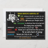 Carte De Remerciements Truck Driver’s Survival Kit Funny & Thoughtful (Devant)