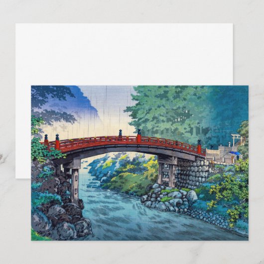 Carte De Remerciements Tsuchiya Koitsu - Pont sacré à Nikko (Devant / Derrière)
