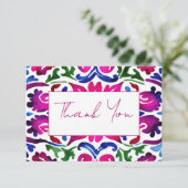 Carte De Remerciements Tuile de mariage Talavera mexicaine bleue rose rem (Debout devant)