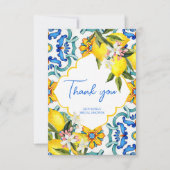 Carte De Remerciements tuiles méditerranéennes en majolique citrons showe (Devant)