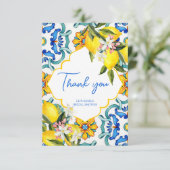 Carte De Remerciements tuiles méditerranéennes en majolique citrons showe (Debout devant)