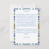 Carte De Remerciements tuiles méditerranéennes en majolique citrons showe (Dos)