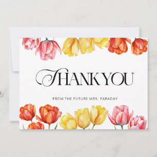 Carte De Remerciements Tulipes Florales Roses Orange Moderne pour une Fêt