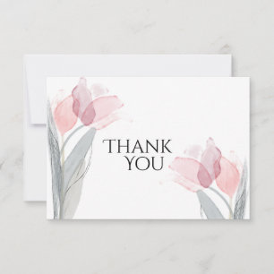 Carte De Remerciements Tulipes roses d'aquarelle moderne