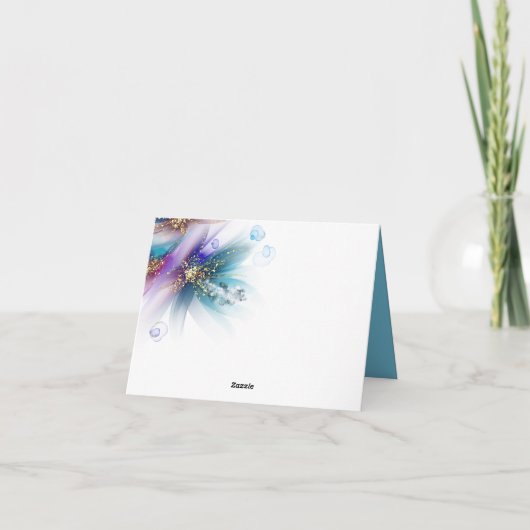 Carte De Remerciements Turquoise Améthyste Abstrait Floral (Dos)