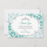 Turquoise Argent Floral Quinceanera