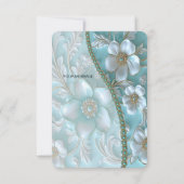 Carte de remerciements turquoise blanc floral (Dos)