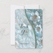 Carte de remerciements turquoise blanc floral (Devant)