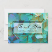 Carte De Remerciements Turquoise bleu jaune rose hydrangée fleurs (Devant)