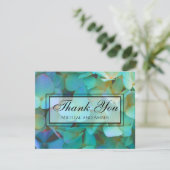 Carte De Remerciements Turquoise bleu jaune rose hydrangée fleurs (Debout devant)