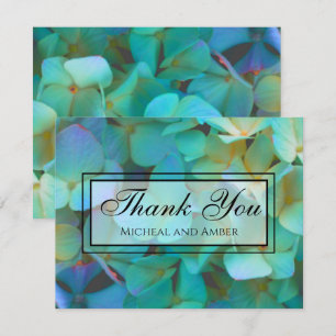 Carte De Remerciements Turquoise bleu jaune rose hydrangée fleurs